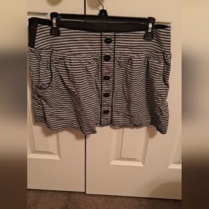 Charlotte Russe Black and Gray Striped Mini Skirt with two front pockets